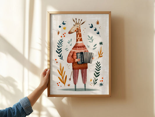 Musical giraffe art, Nursery wall decor