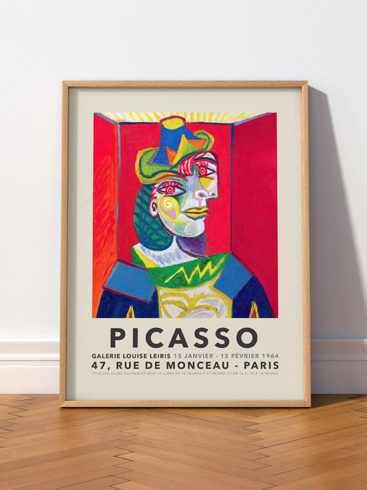 Pablo Picasso Buste de Femme 1938 wall art print displayed in a bright modern living room