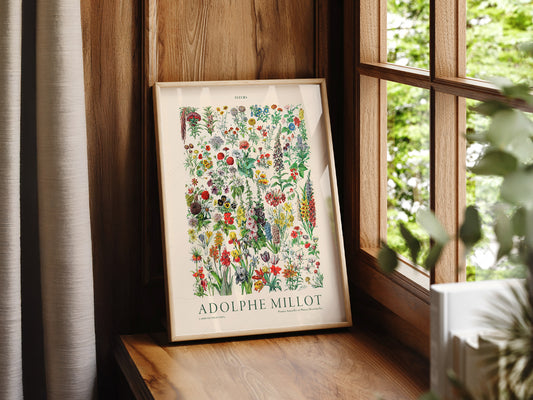 Adolphe Millot Poster, Vintage Floral Illustration Prints