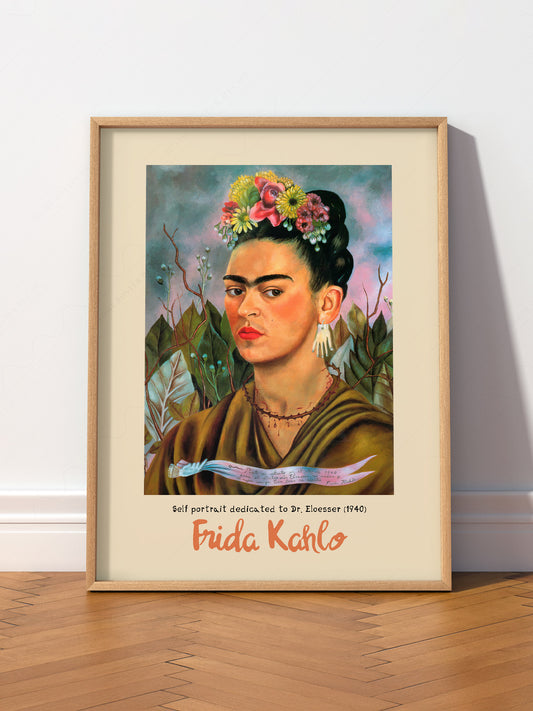 Frida Kahlo Self Portrait Dedicated to Dr. Eloesser Art Print – Iconic Wall Art