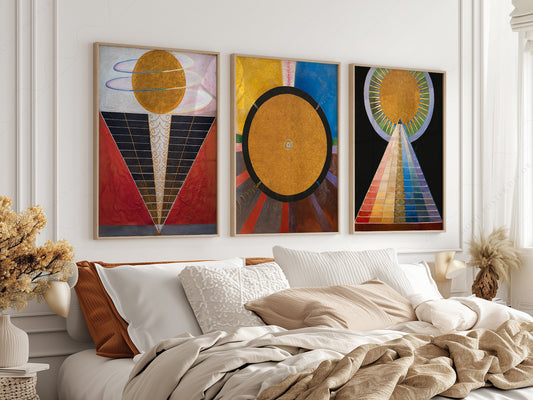 Hilma Af Klint, Set of 3 Posters, Altarpiece series, The Humanity reaching to divinity, Union Art, Beyond the visible