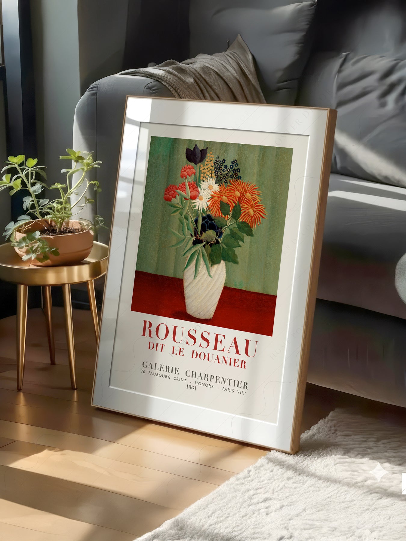 Henri Rousseau Bouquet of Flowers print on 100% Cotton Matte Paper – texture detail