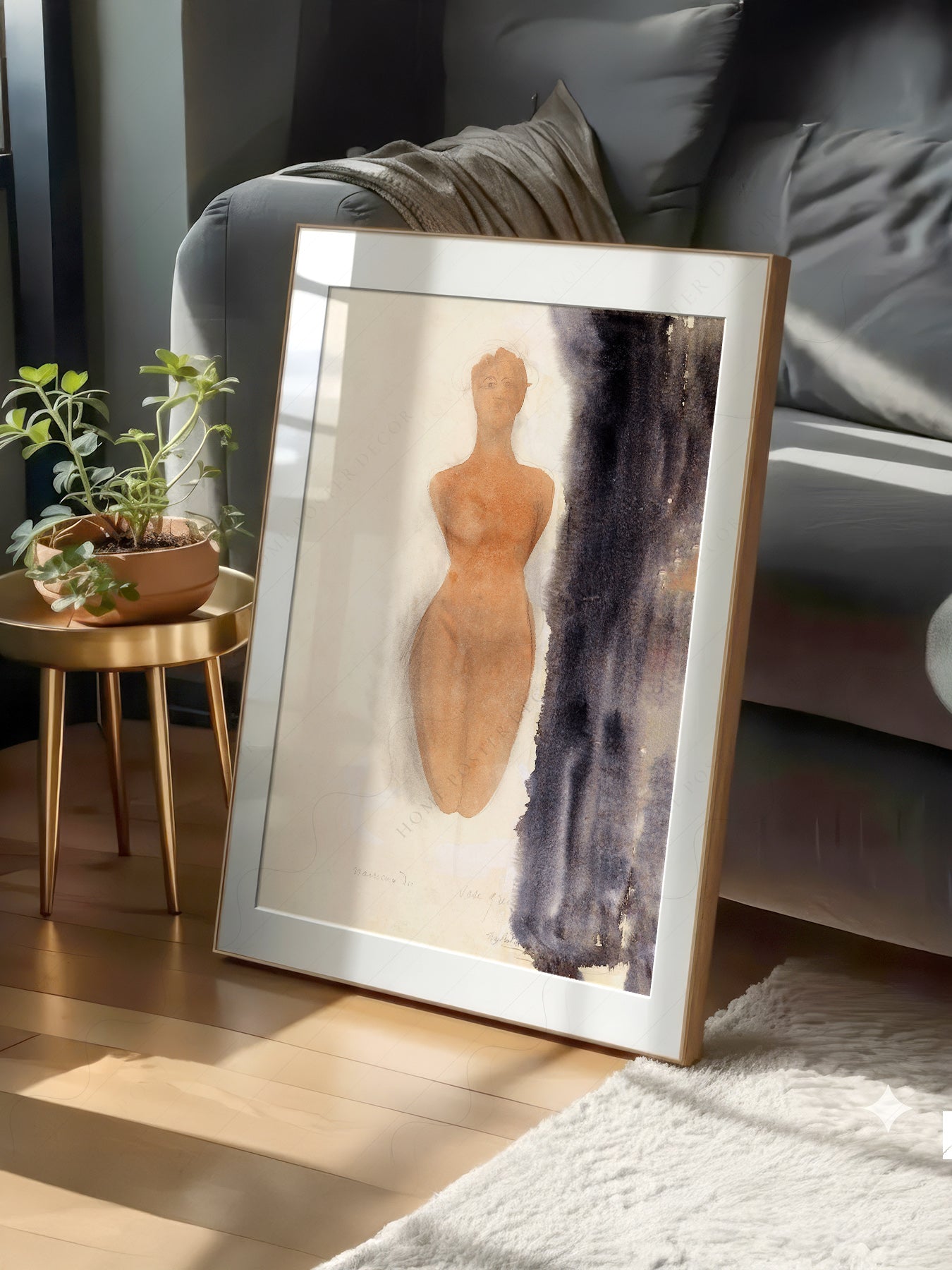 Auguste Rodin Nude Figure Watercolor Print – Classic Fine Art Poster