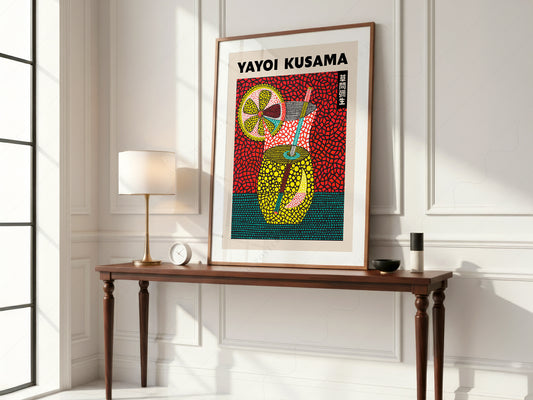Yayoi Kusama Poster, Summer Cocktail Art, Above Bar Cart Wall Decor
