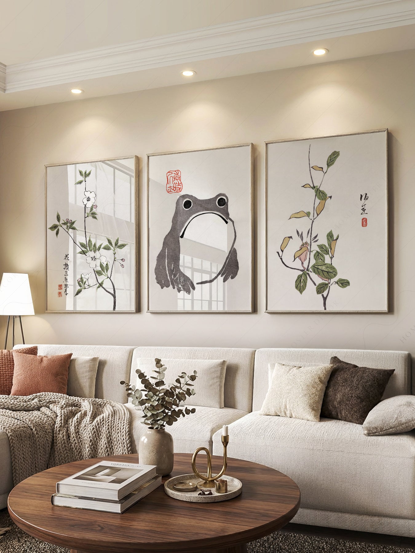 Matsumoto Hoji Frog Art Print Set – Japanese Botanical – art poster for living room