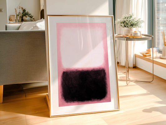 Mark Rothko Pink and Black Untitled wall art print displayed in a bright modern living room