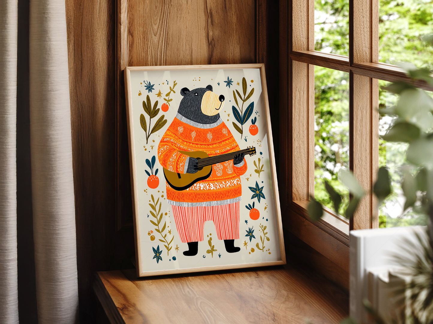 Musical Guitar Bear Art Print