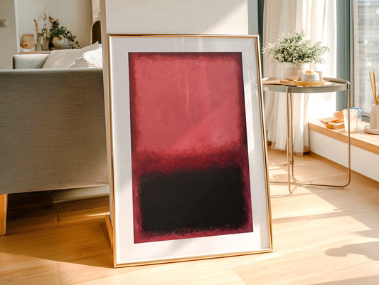 Mark Rothko Untitled Red and Black wall art print displayed in a bright modern living room