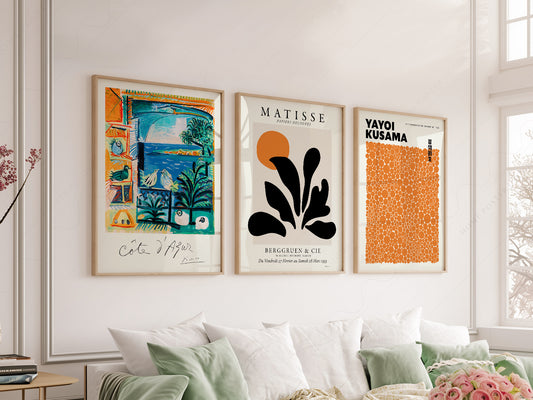 Henri Matisse, Yayoi Kusama and Pablo Picasso, Set of 3 wall art