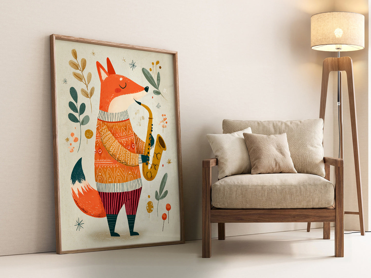 Musical Saxophone Fox Art Print