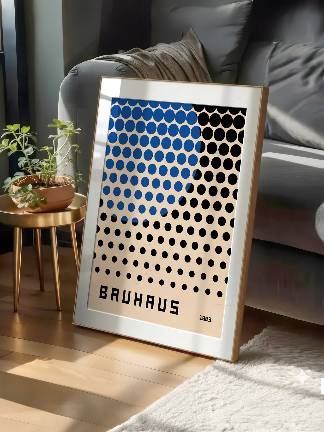 Bauhaus 1923 Exhibition Poster – Blue and Black Dots Wall Art Print