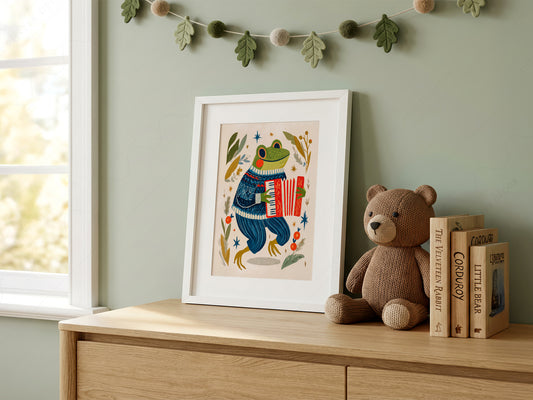 Accordion Frog Nursery Art