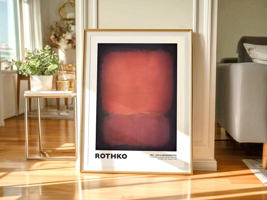 Mark Rothko Untitled Red and Black wall art print displayed in a bright modern living room