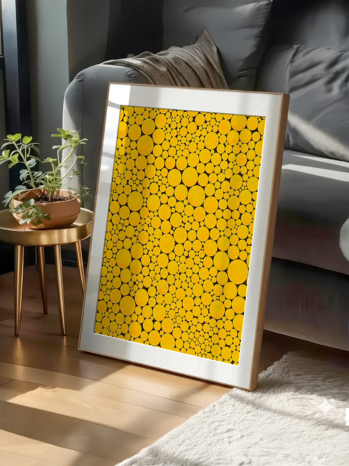 Yayoi Kusama Yellow Dots print on 100% Cotton Matte Paper – texture detail