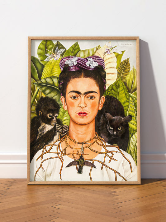 Frida Kahlo Self-Portrait with Thorn Necklace Print – fine art print wall decor