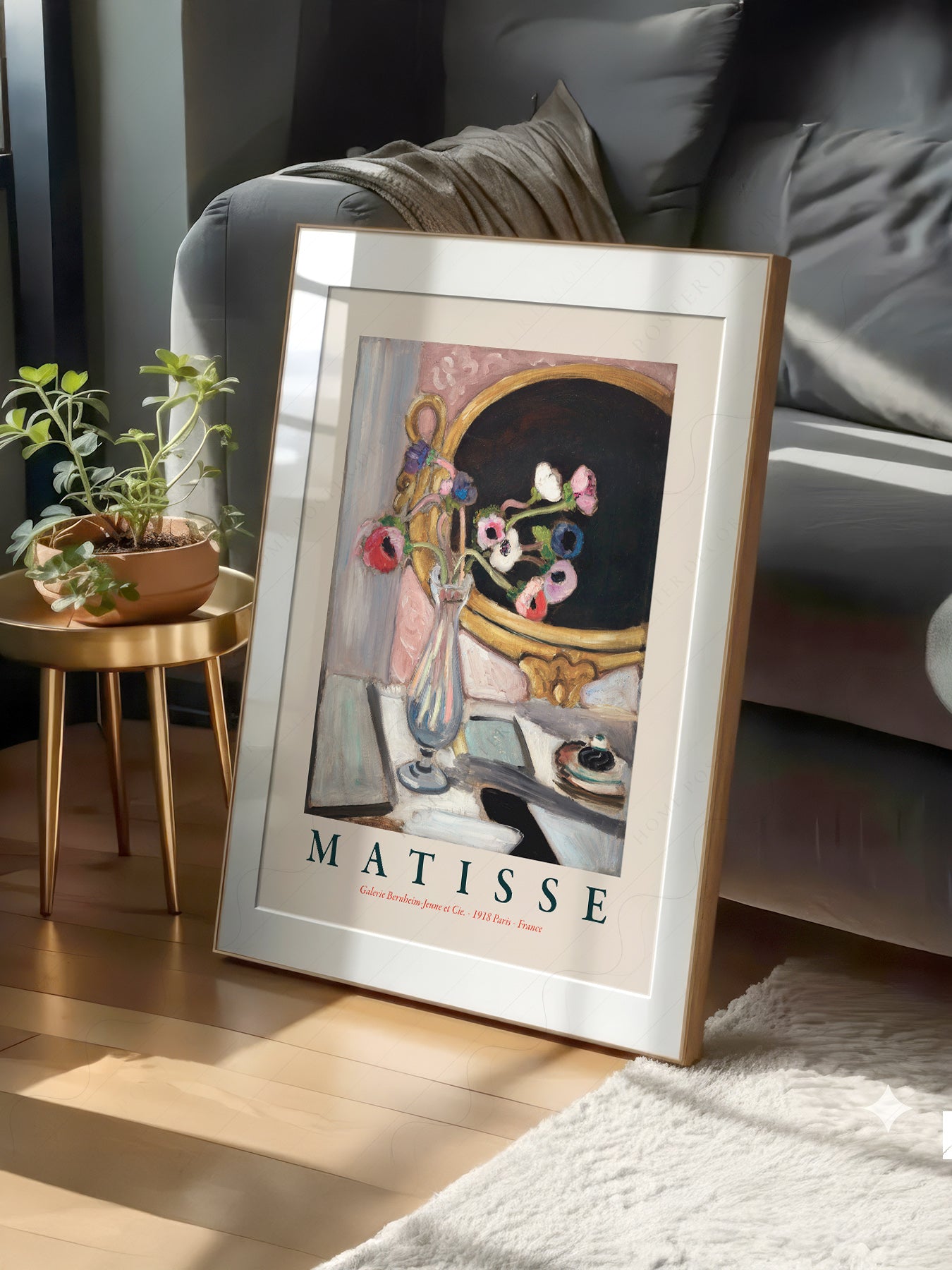 Henri Matisse Anemones with Black Mirror print on 100% Cotton Matte Paper – texture detail