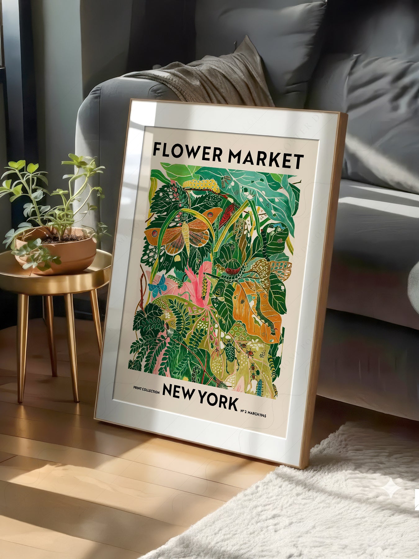 Flower Market New York print on 100% Cotton Matte Paper – texture detail