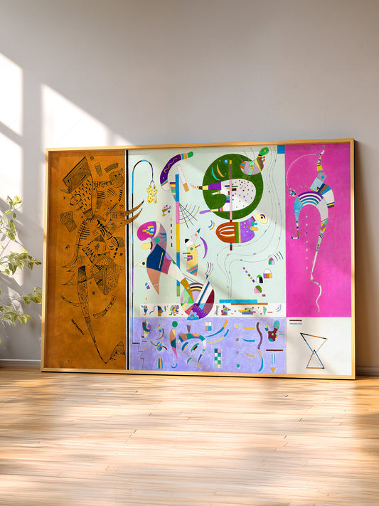Wassily Kandinsky Parties Diverses wall art print displayed in a bright modern living room