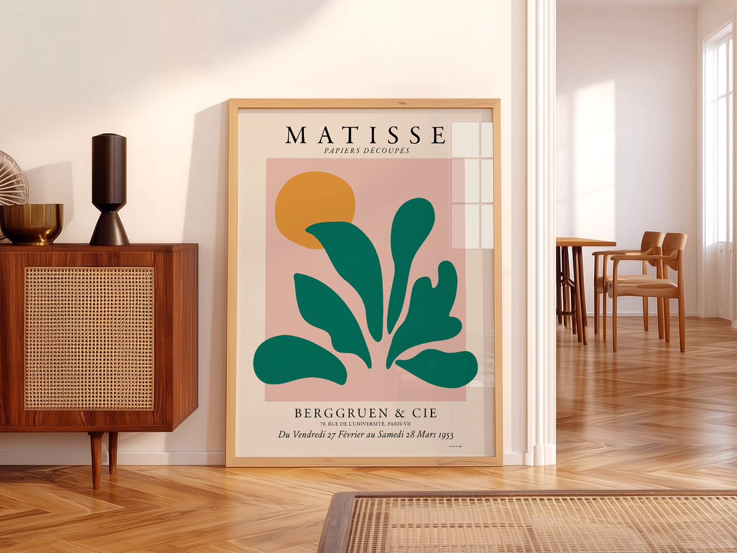 Matisse Exhibition Poster, Papel Decoupes, Green Plant Art Print, Mid Century Modern Gallery Wall Art, Botanical Art, Abstract Shapes