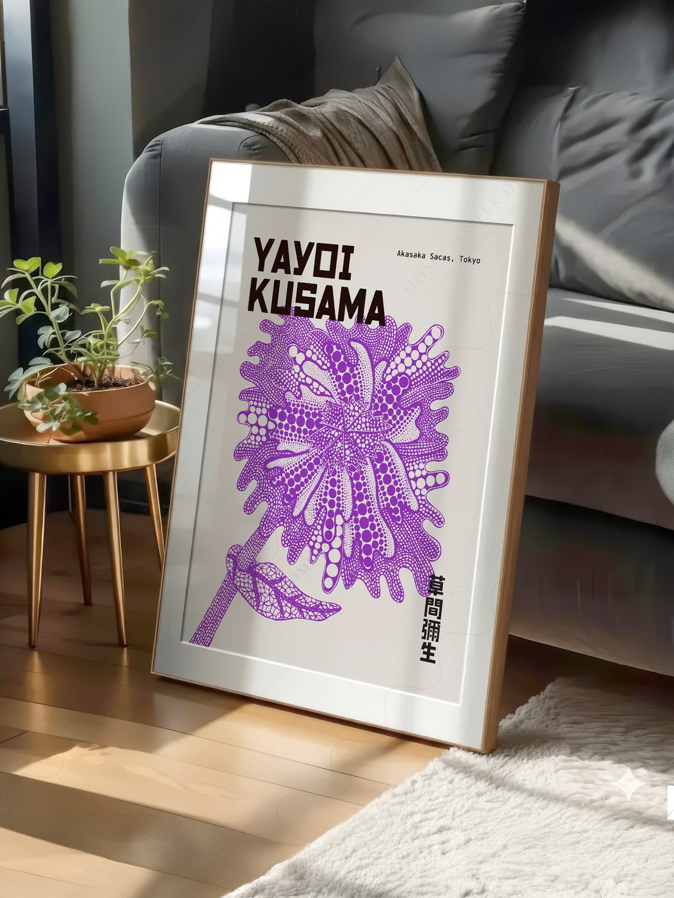 Yayoi Kusama Purple Flower print on 100% Cotton Matte Paper – texture detail