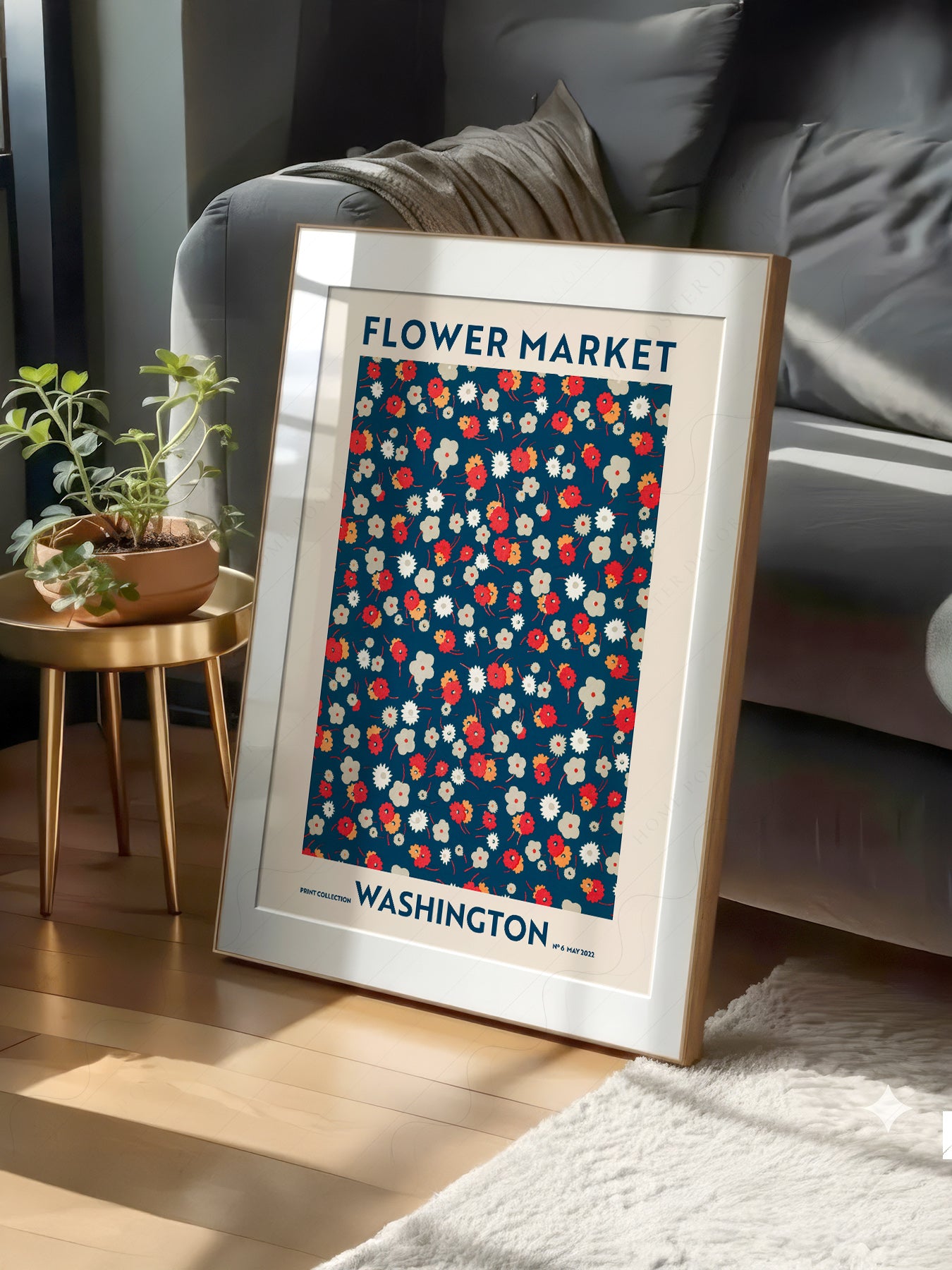 Flower Market Washington print on 100% Cotton Matte Paper – texture detail