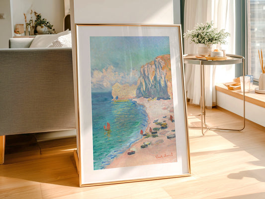 Claude Monet Poster, Étretat, The Beach and the Falaise d’Amont