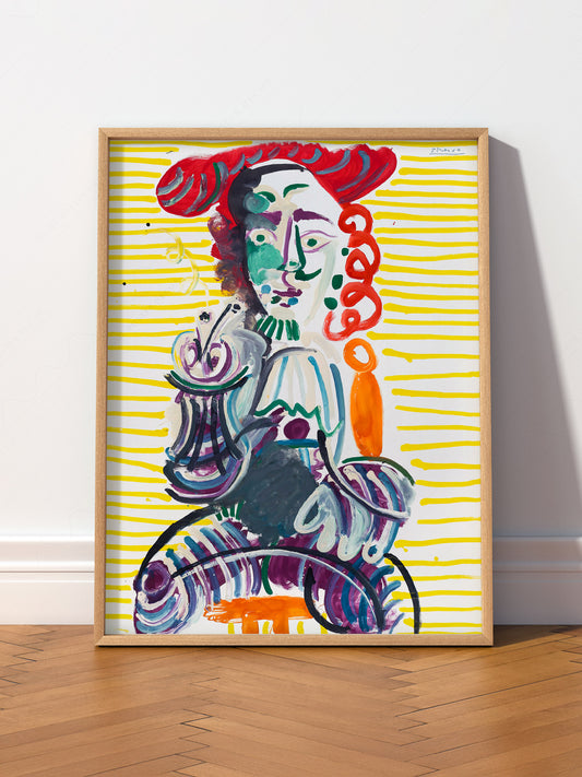 Pablo Picasso Homme à la Pipe wall art print displayed in a bright modern living room