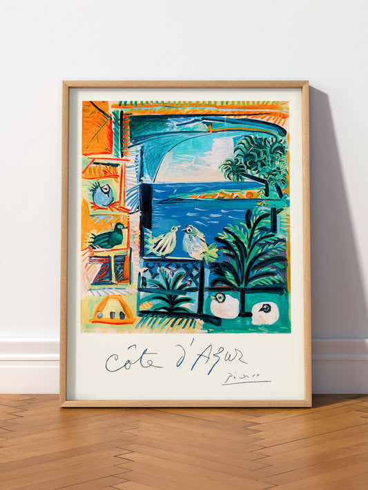 Pablo Picasso Côte d'Azur wall art print displayed in a bright modern living room