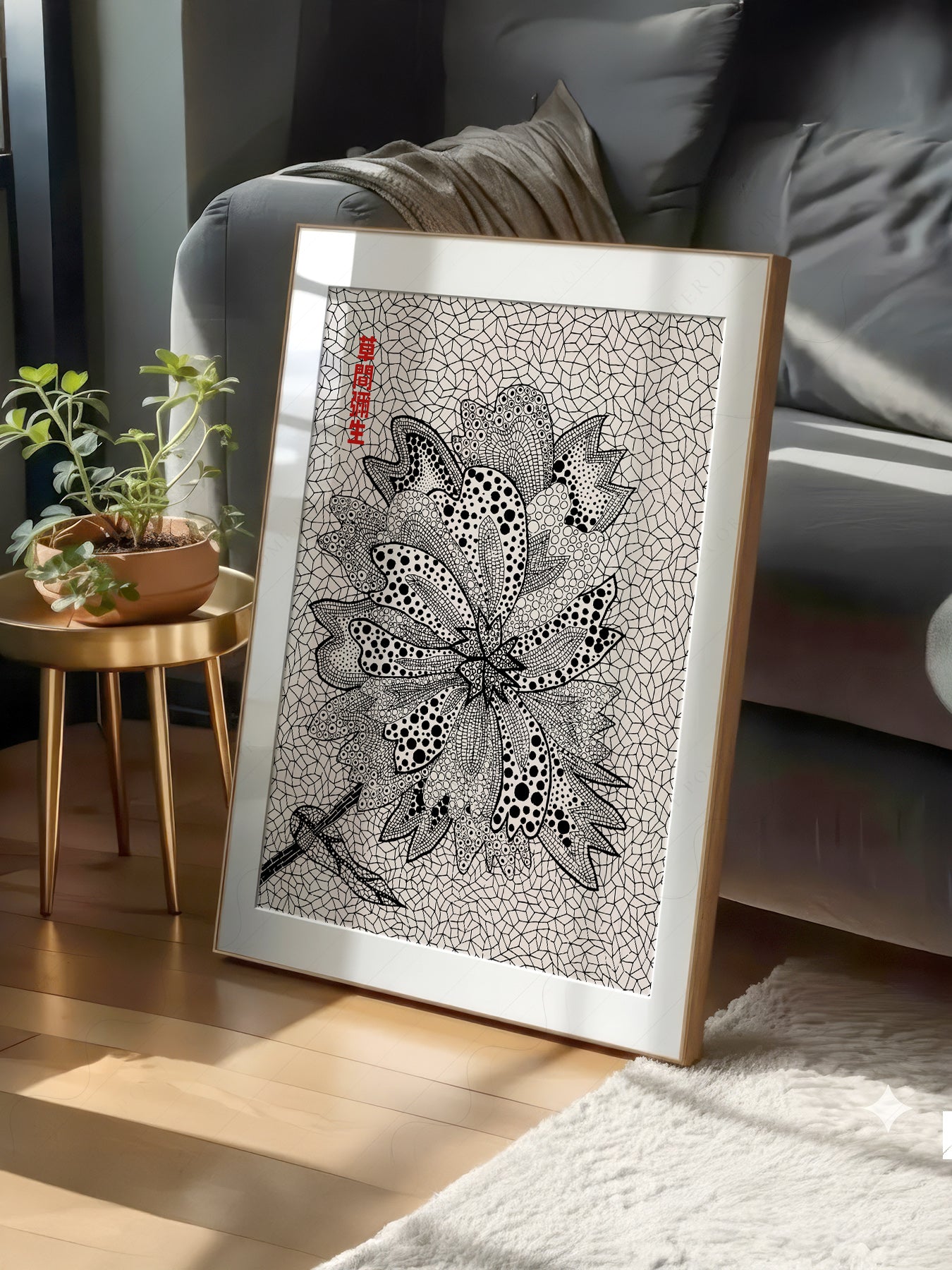 Yayoi Kusama Flower print on 100% Cotton Matte Paper – texture detail