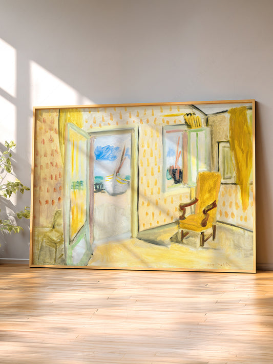 Henri Matisse The Yellow Room wall art print displayed in a bright modern living room