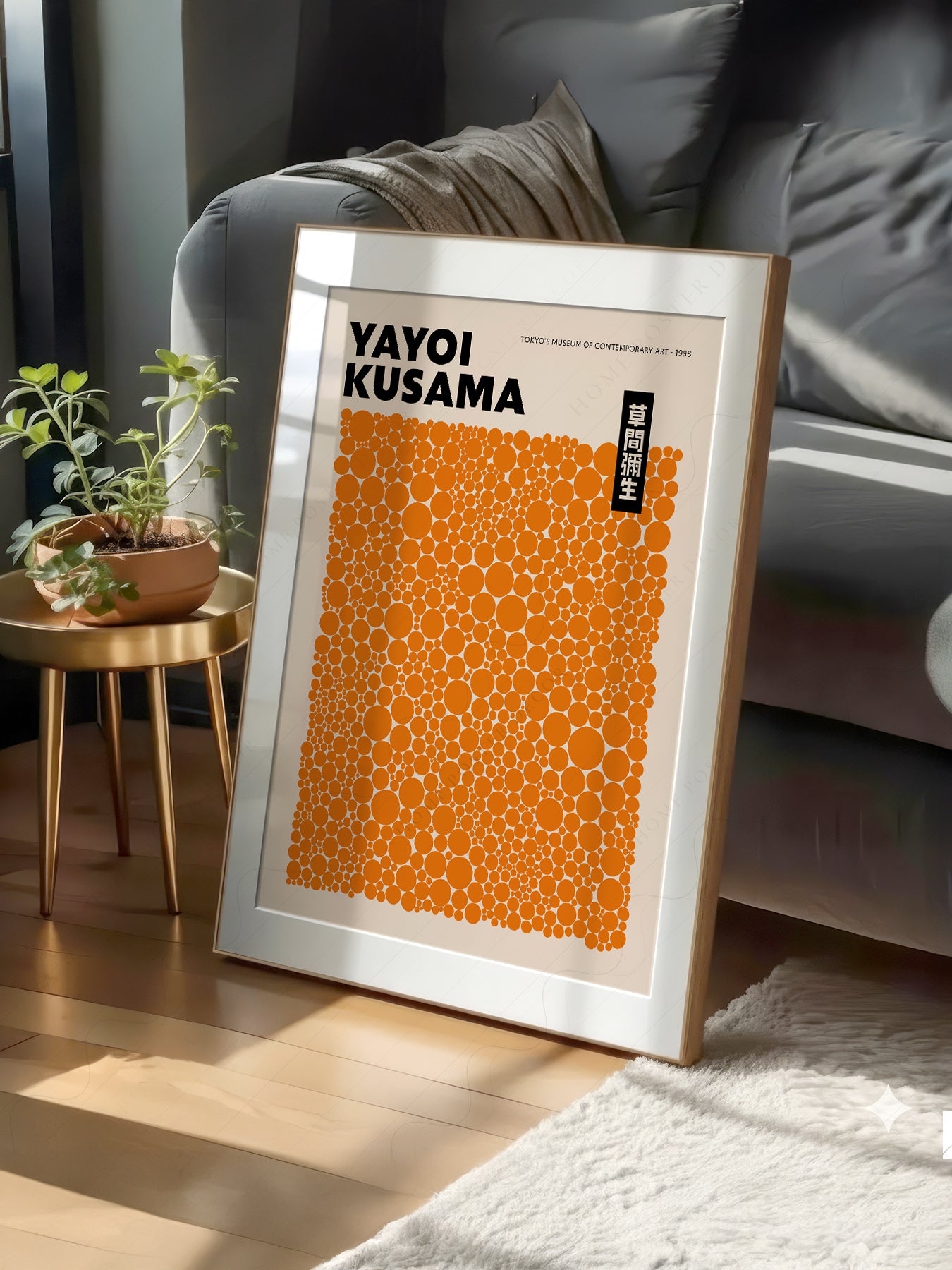 Yayoi Kusama Orange Dots Exhibition print on 100% Cotton Matte Paper – texture detail
