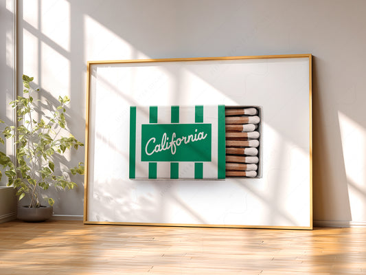 California Print, Chic home decor, Vintage matchbok art