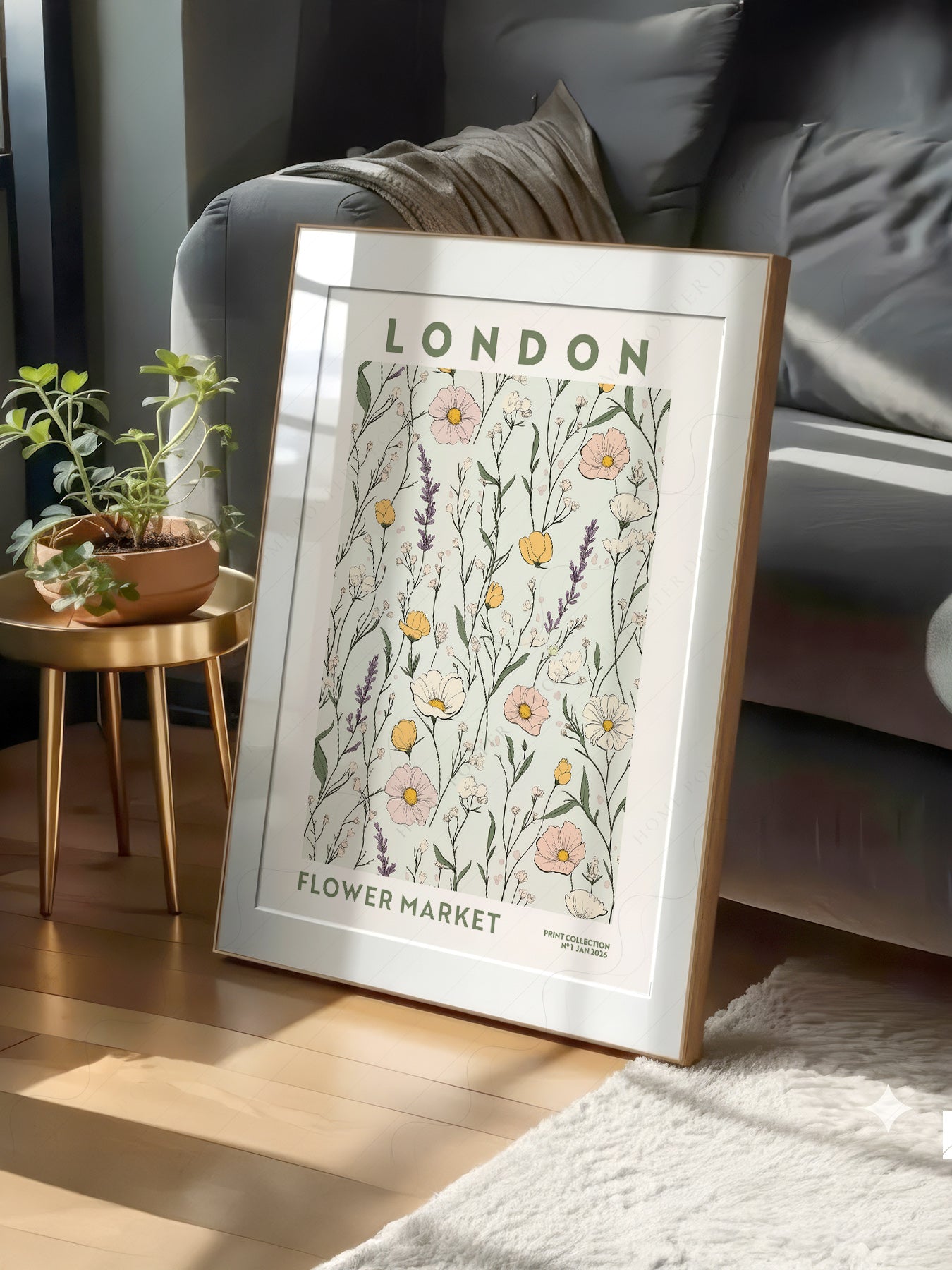 London Flower Market print on 100% Cotton Matte Paper – texture detail