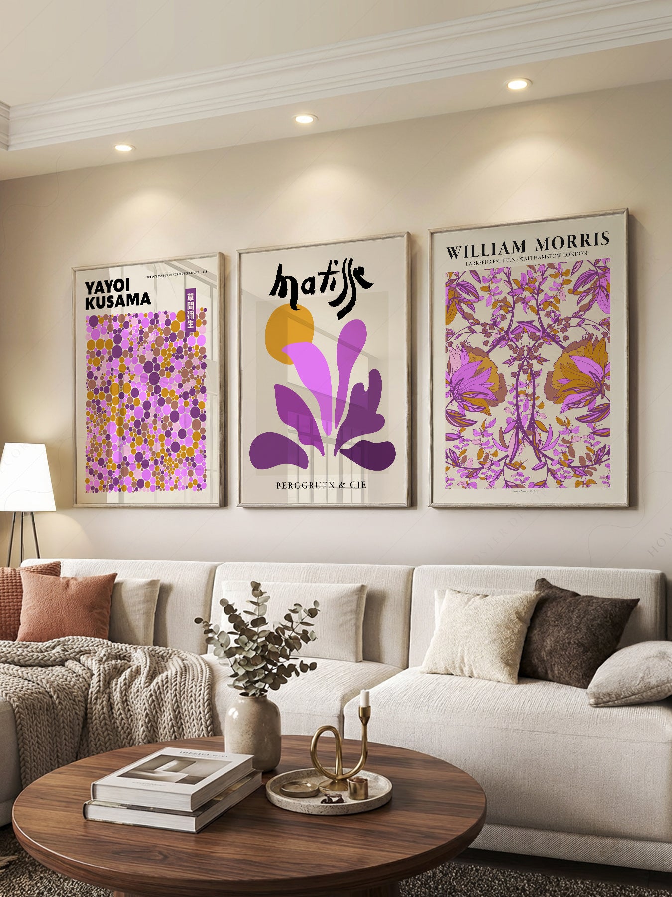 Matisse Morris Kusama Set of 3 Prints – Purple Gallery – art poster for living room