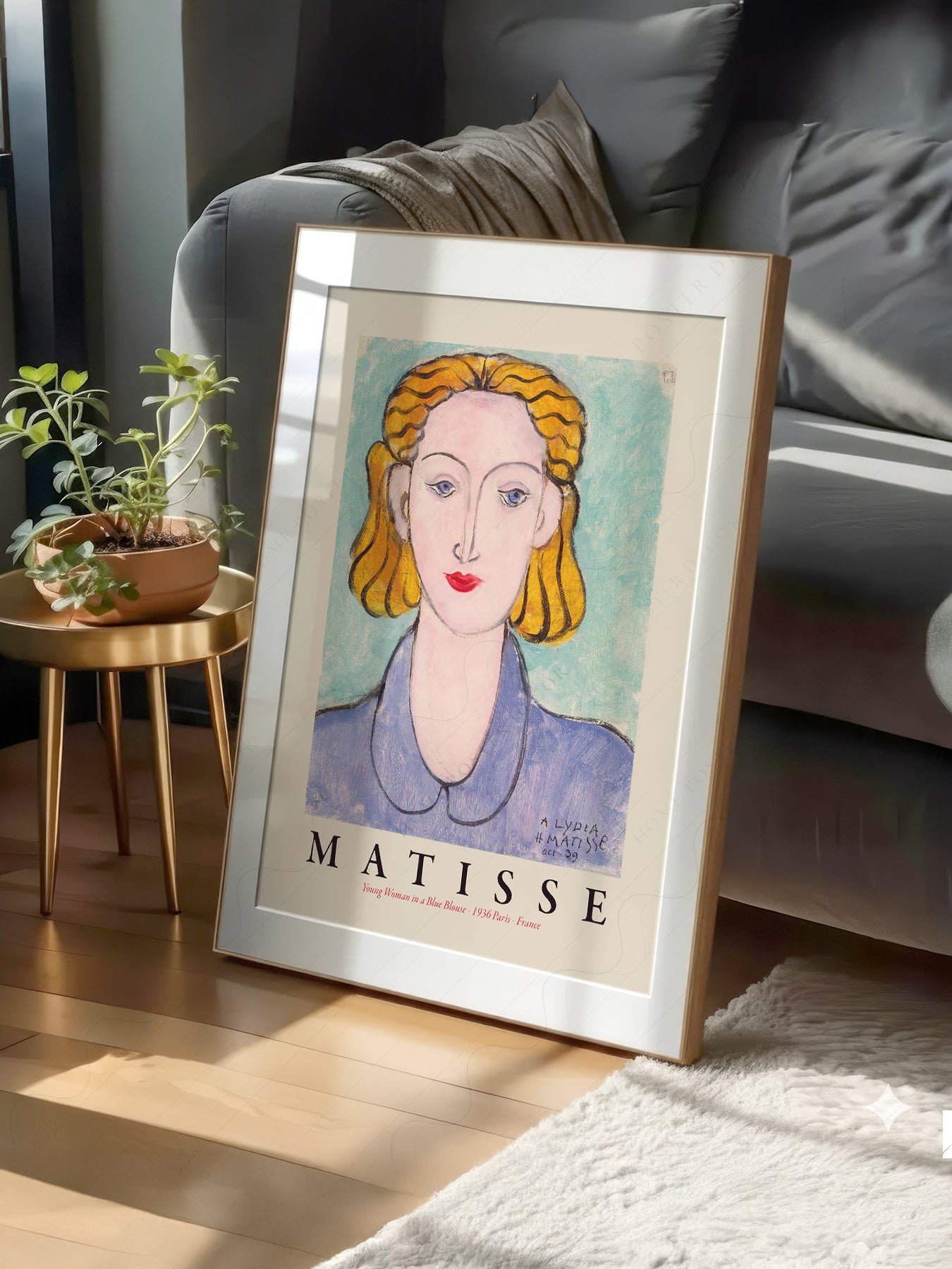 Henri Matisse Young Woman in a Blue Blouse Art Print – Modern Portrait Poster