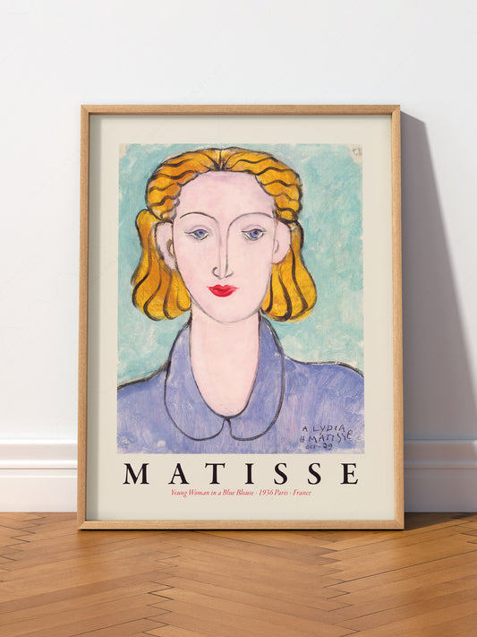 Henri Matisse Young Woman in a Blue Blouse Art Print – Modern Portrait Poster