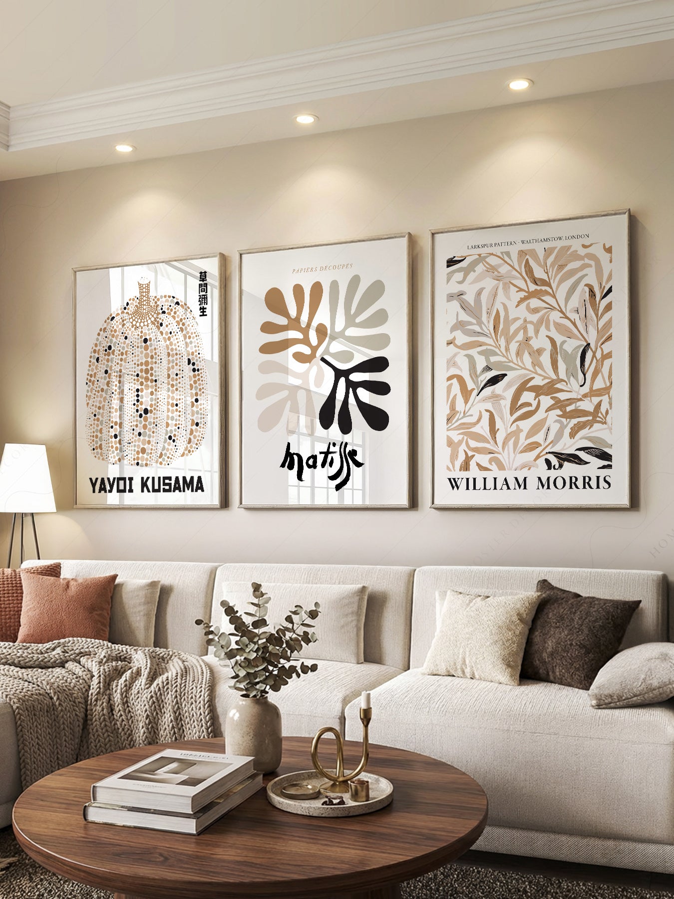 Matisse Kusama Morris Gallery Wall Set of 3 – Neutral – art poster for living room