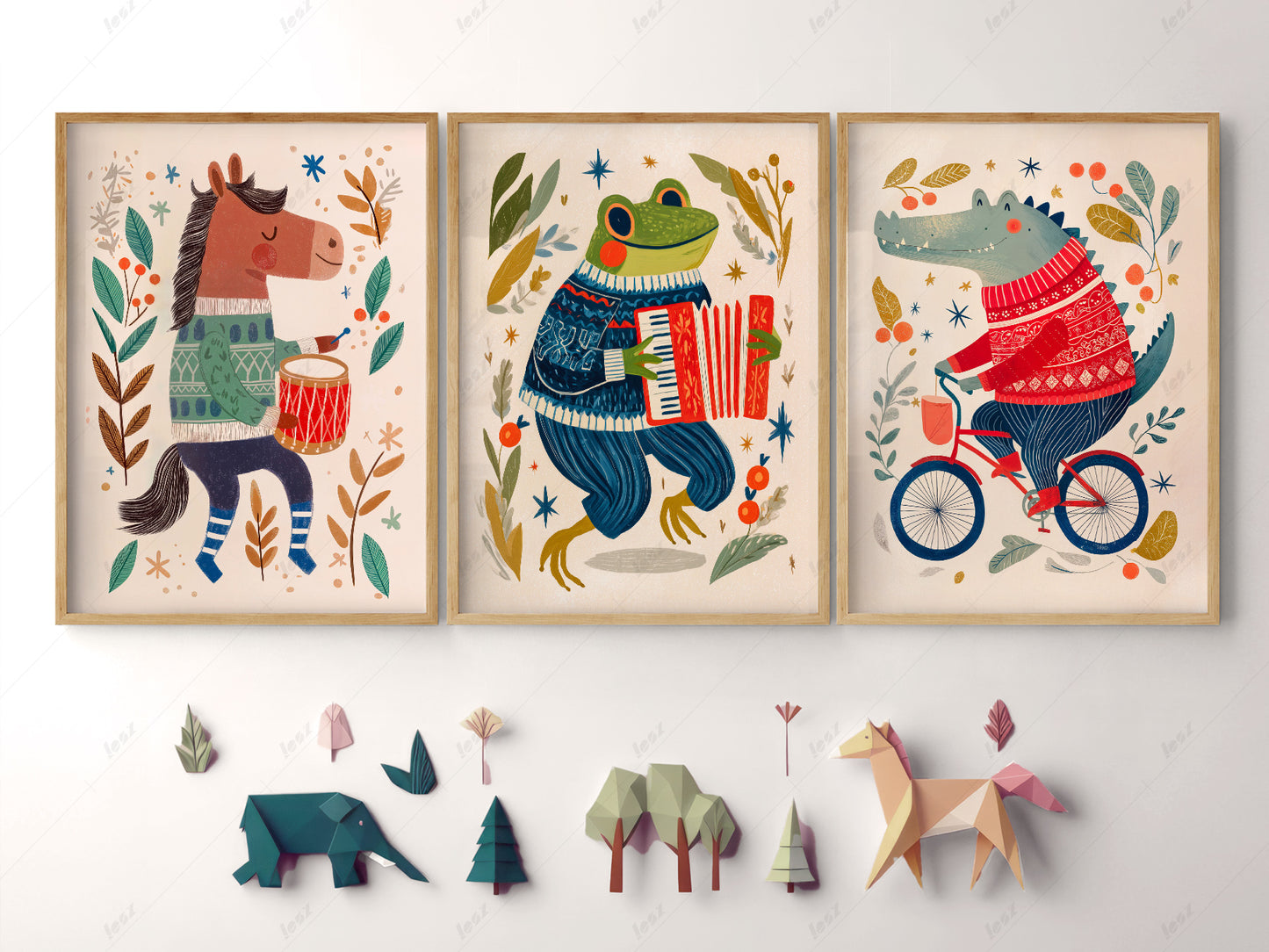 Set of Three Animal Nursery Prints – Charming Wall Decor for Nursery