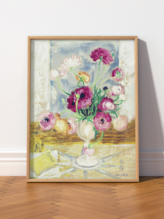 Henri Matisse Flower in a Vase wall art print displayed in a bright modern living room