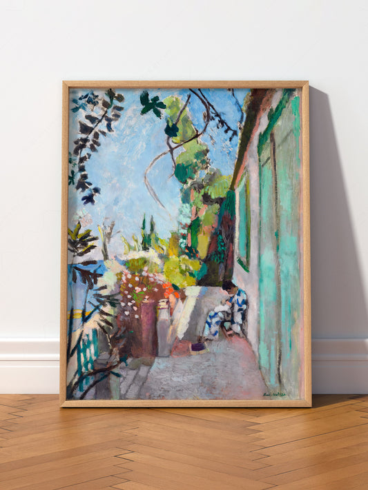 Henri Matisse The Terrace wall art print displayed in a bright modern living room
