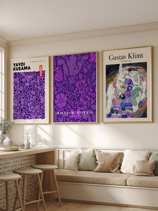 Purple Gallery Wall Set of 3 Prints – Kusama Morris – fine art print wall decor