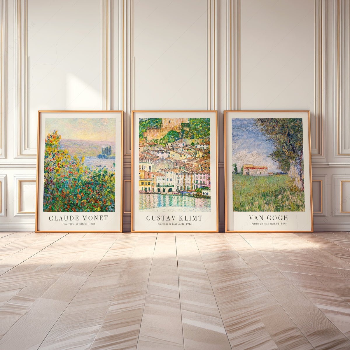 Claude Monet, Gustav Klimt and Vincent van Gogh landscape print set of 3 — artwork display 8