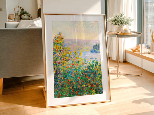 Claude Monet, Flower Beds at Vétheuil, Poppy Field, Famous Painting