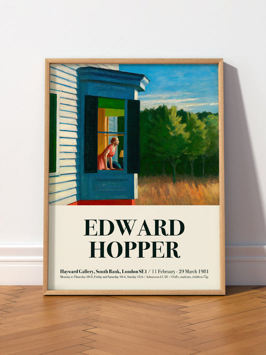 Edward Hopper Cape Cod Morning wall art print displayed in a bright modern living room