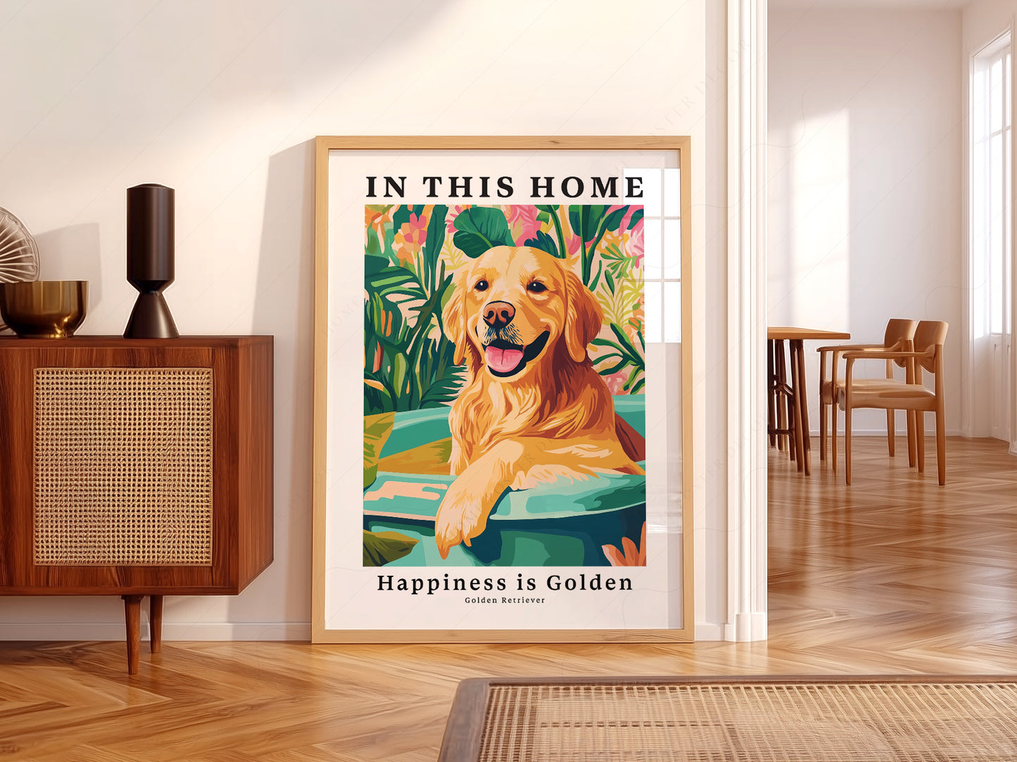 Made-to-order Golden Retriever art print with free worldwide shipping