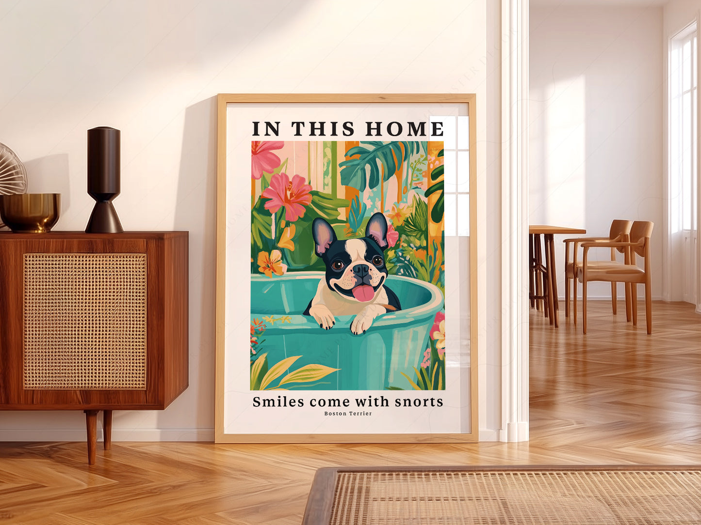 Boston Terrier Wall as a statement piece in an eclectic gallery wall