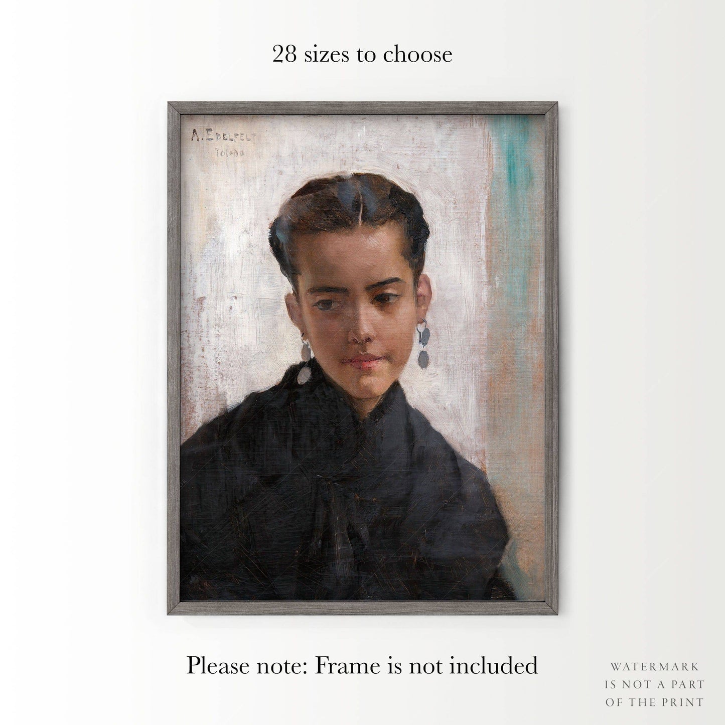Albert Edelfelt, Girl from Toledo, Vintage Oil Portrait