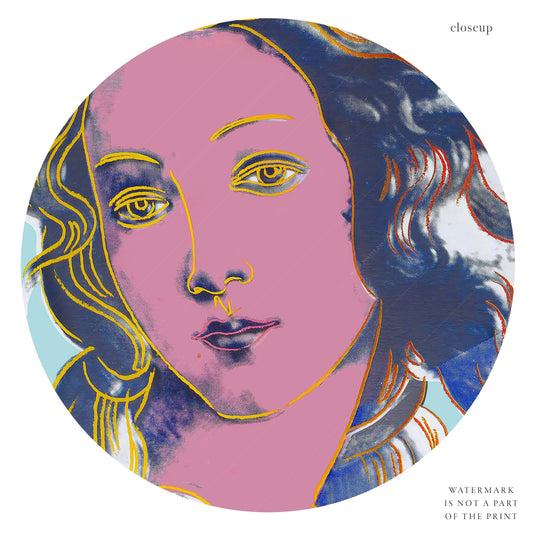 Andy Warhol Botticelli's Venus Pop wall art print displayed in a bright modern living room