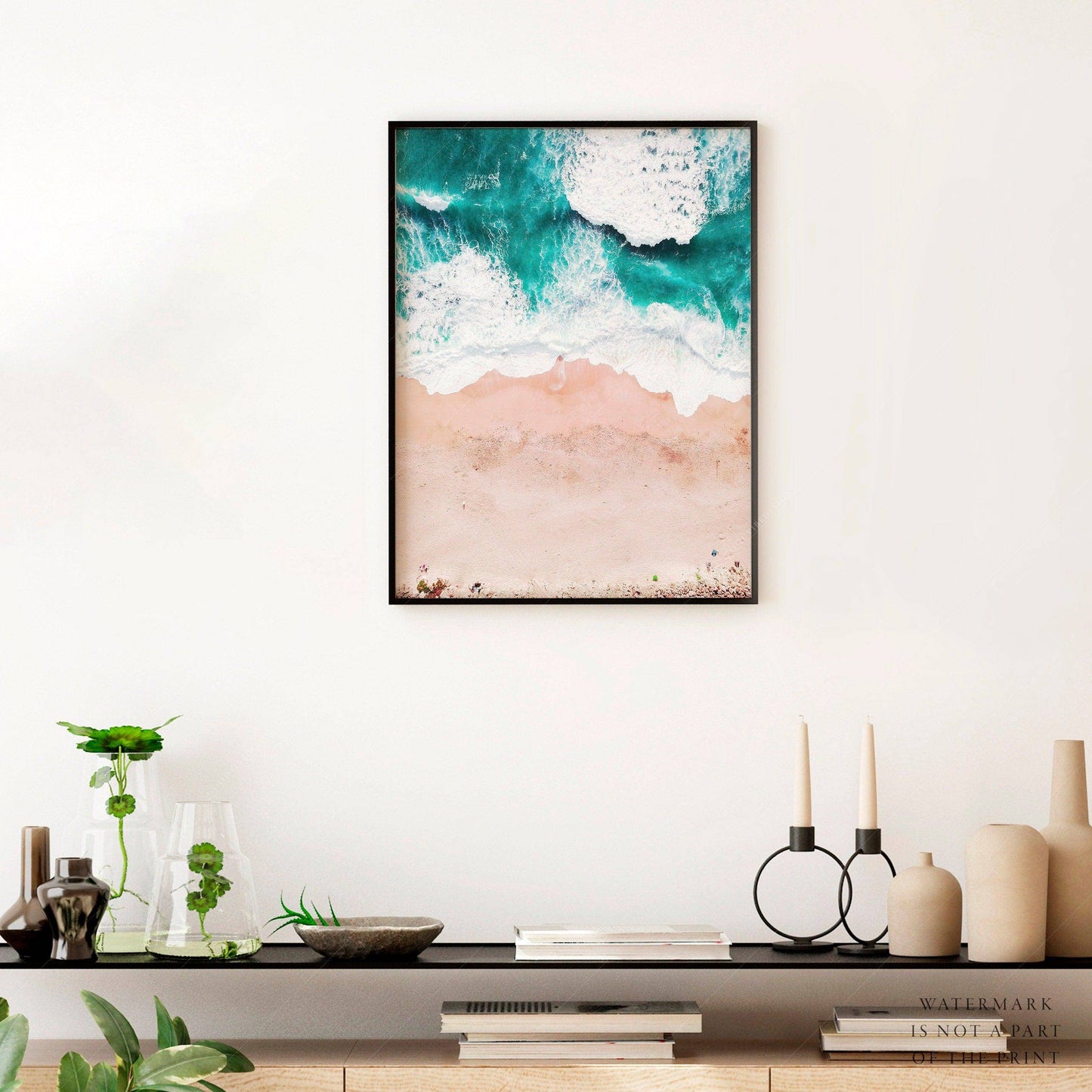 Beach Art Print, Ocean Poster, Aerial Beach Photo