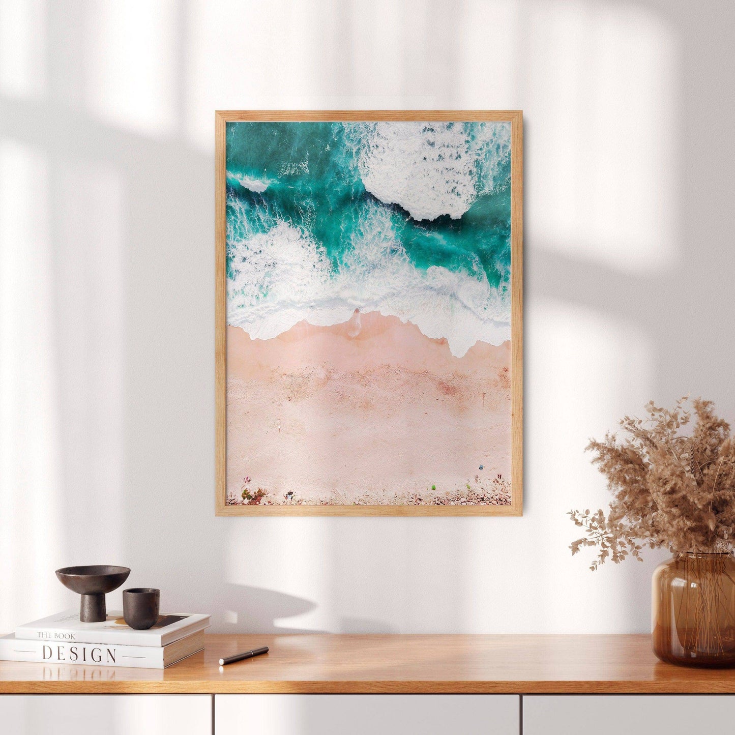 Beach Art Print, Ocean Poster, Aerial Beach Photo